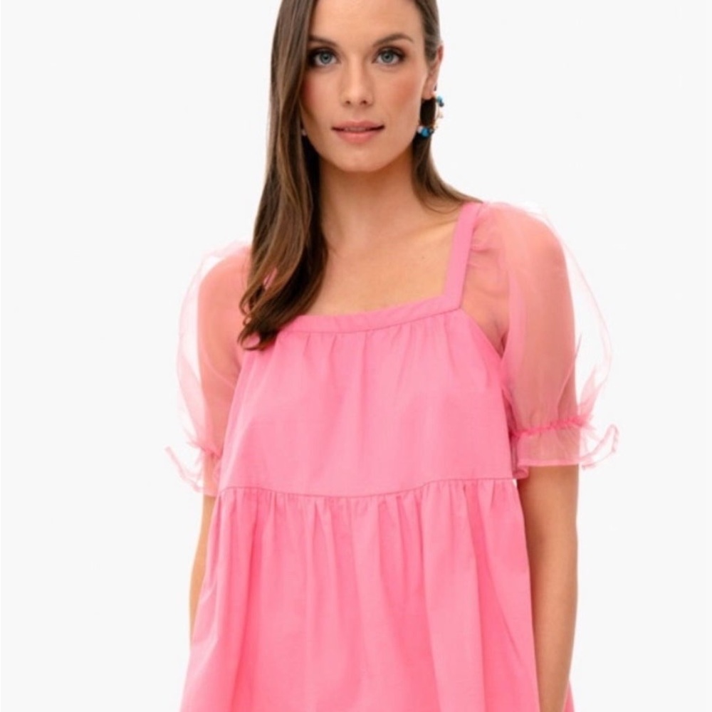 NWOT Pink puff sleeve blouse
